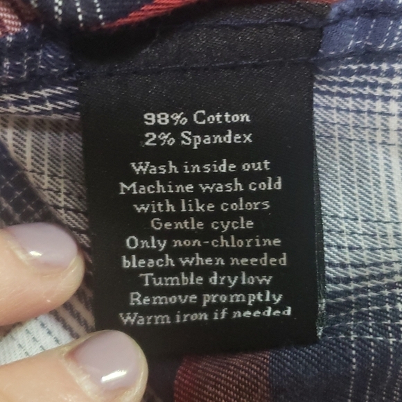 𝅺Rock & Republic Plaid Party Fall Outdoor Roll-Sleeve Western Button Shirt Men - Picture 5 of 5